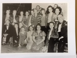 Gadabouts in July 1945 In the picture are: Front row: Joe Clark, Shirley Wilmington, Betty Grierson. Elwin Pitt, Joyce Sherman, Maidie Roberts, Ern. Millican. Second tow: Mrs. J. Evans, Mrs. Gene. Quirke, Betty Nolan. Patricia O'Shea Coleman, Ann Walsh, Blanche Hunter, Emma Stilt, Alma Weatherby, Doreen Scanlan. Standing in rear: Syd Patterson, Ken McKenna, Jim Gilchrist.