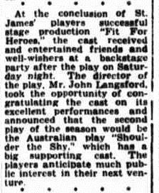 "Fit For Heroes" social notice Townsville Daily Bulletin Thurs 14 May 1953