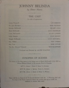 St James Players "Johnny Belinda" programme page 2 1957
