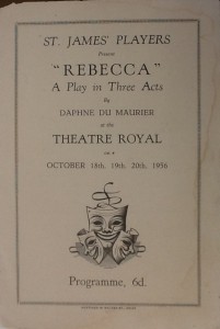 St James Players "Rebecca" programme 1956