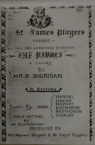 St James Players "The Rivals" programme 1962