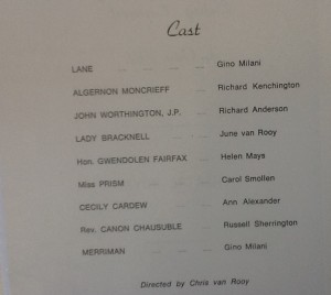 St James Players "The Importance of Being Ernest" cast 1969