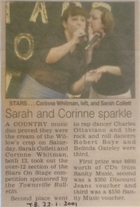 2001 Stars On Stage Sarah Collett and Corinne Whitman both 13yrs country music duo winners of the over -12 section